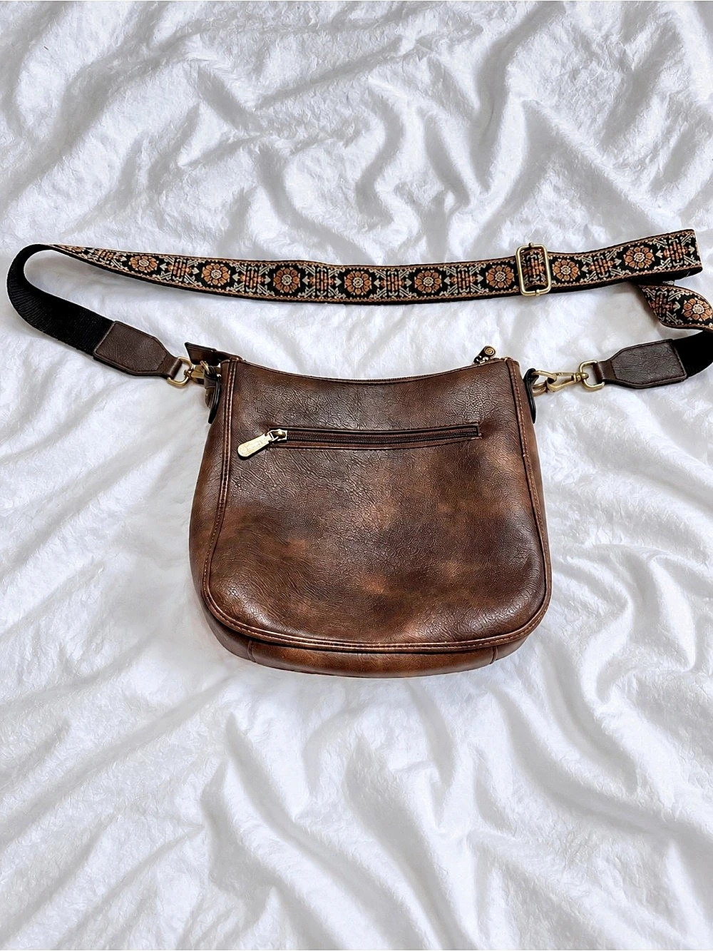 BOSTANTEN Nola Medium Hobo Crossbody Bag Brown & Black